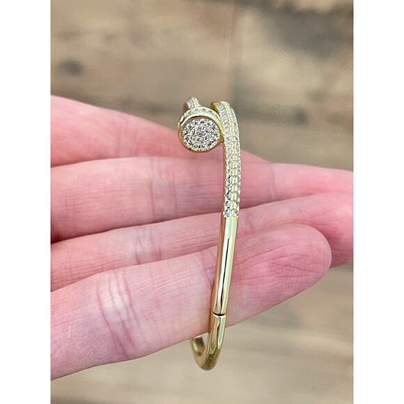 Gold Juste un Clou Classic Nail Bangle Bracelet - Picture 6 of 8